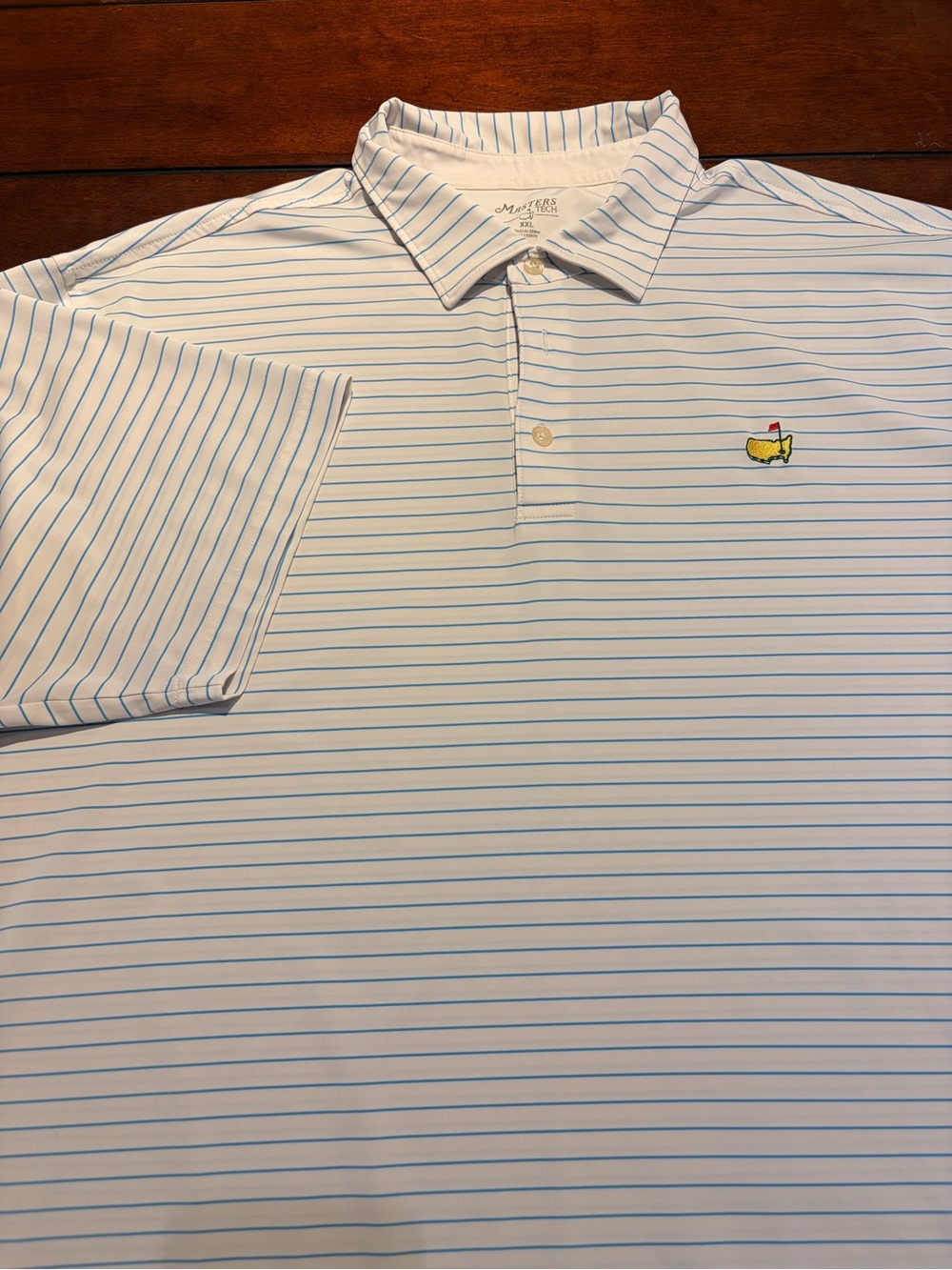 Masters Tech Men’s White & Blue Striped Golf Polo Shirt Size XXL